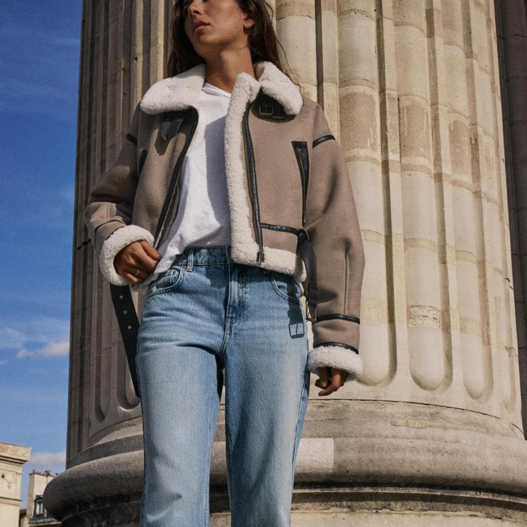Patty | Versatile Khaki Leather Jacket