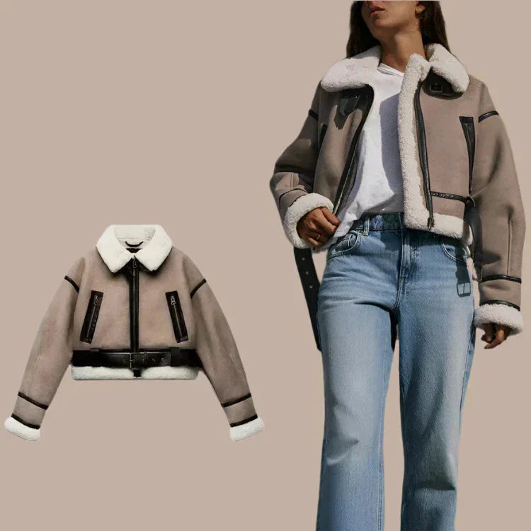 Patty | Versatile Khaki Leather Jacket