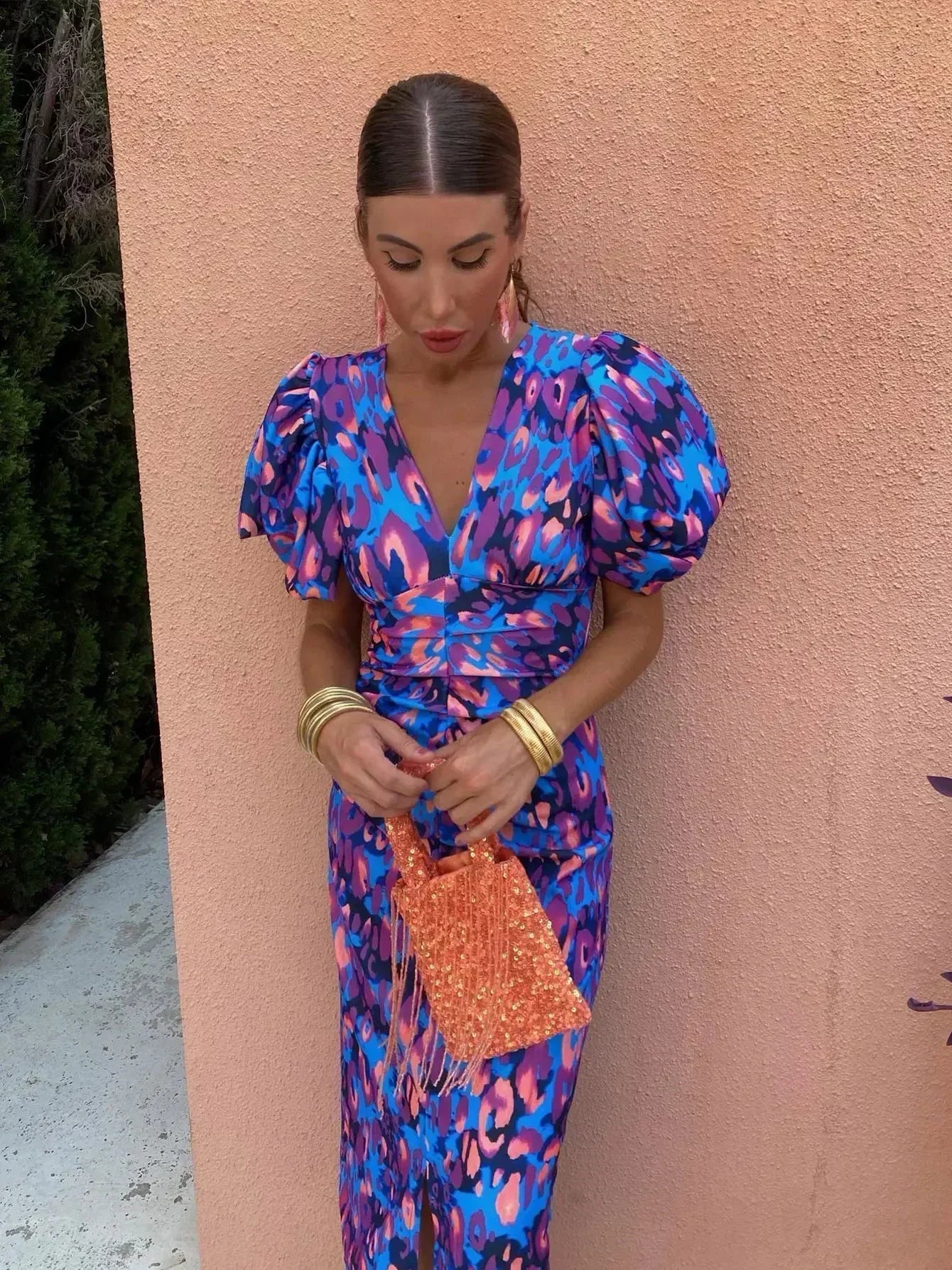 Gabriella - Vibrant Puff Sleeve Dress