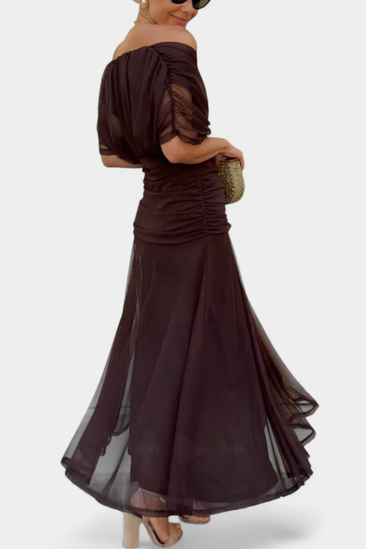 Vasilisa Long Dress with Fantasy Floral Print and V-Neck