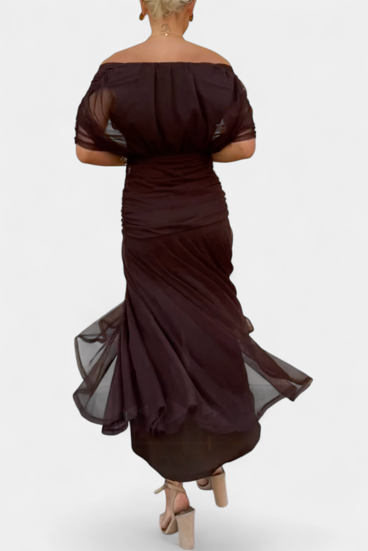 Vasilisa Long Dress with Fantasy Floral Print and V-Neck