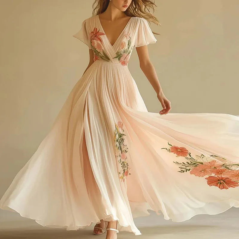 Sarah | Elegant party dresses with V-neck and high waist