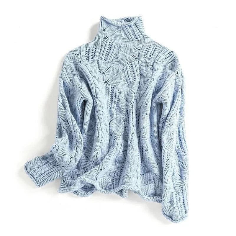Ksenia – Cashmere Turtleneck with Braided Pattern