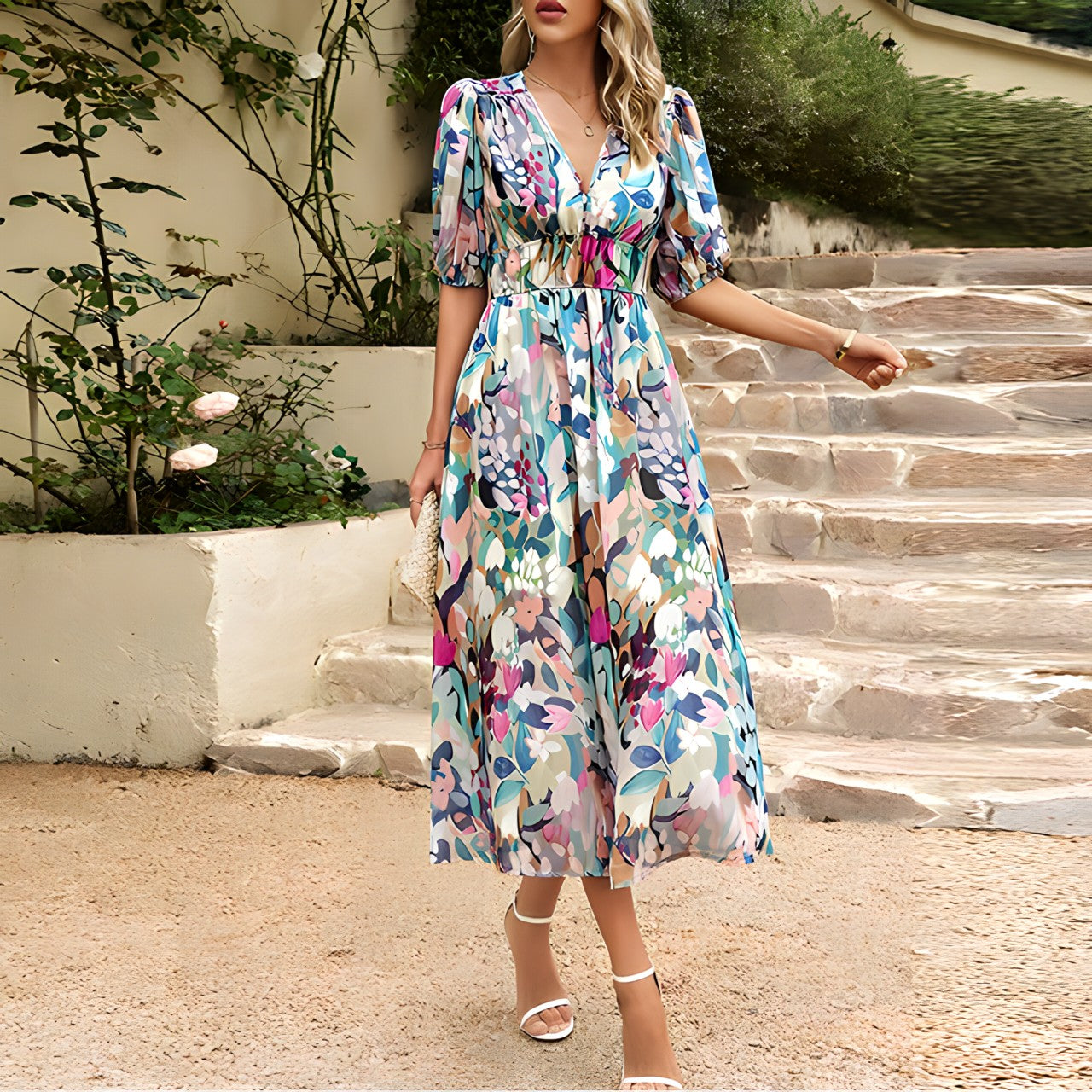 Harper - Midi Dress with V-Neck