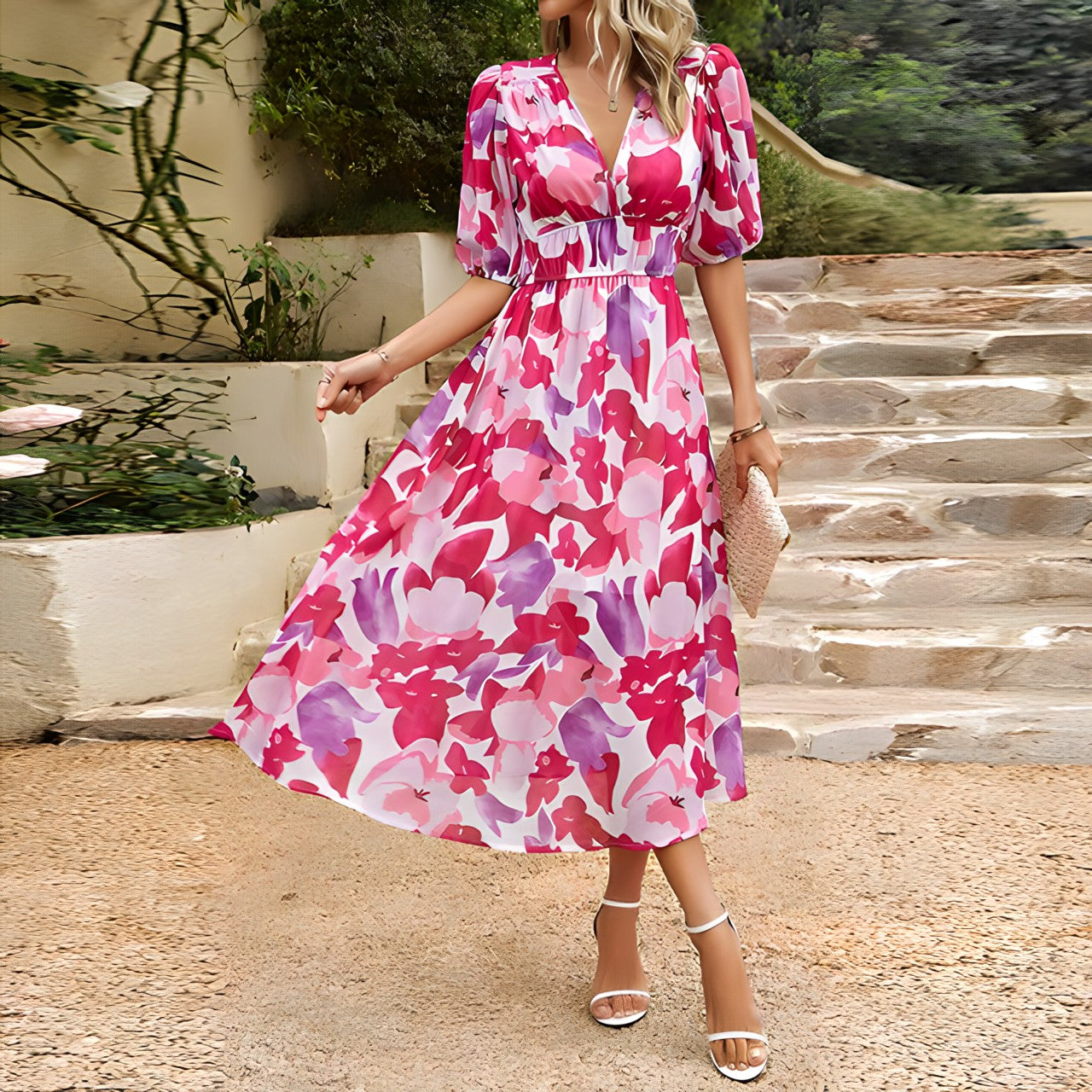 Harper - Midi Dress with V-Neck