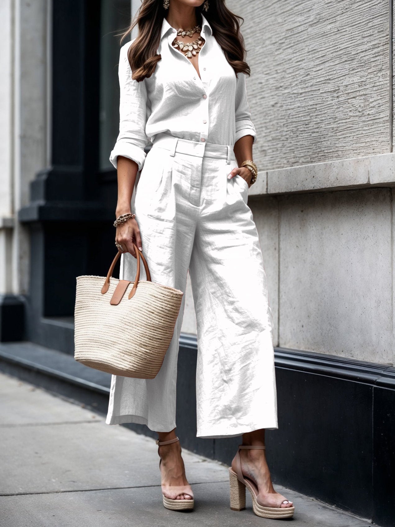 Pink Capri Pants and Loose Shirt Set