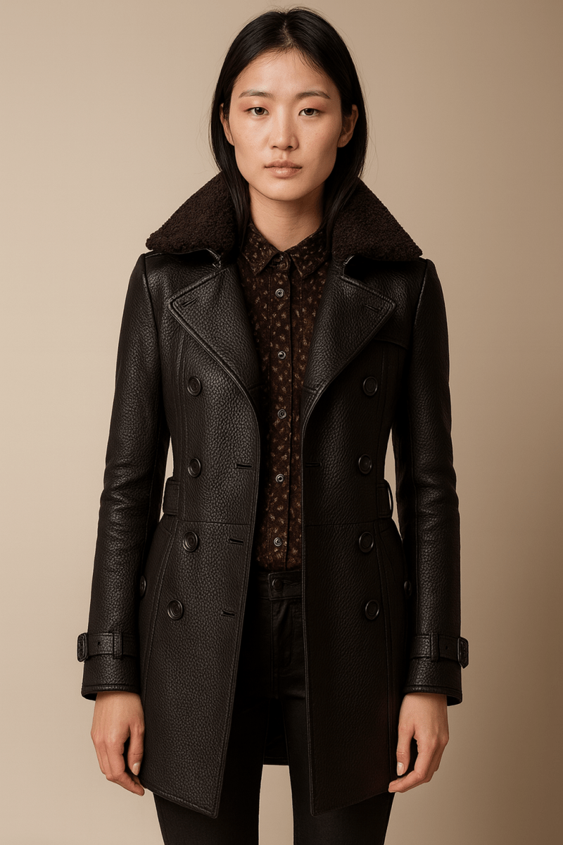 ALLESIA - ELEGANT LEATHER COAT