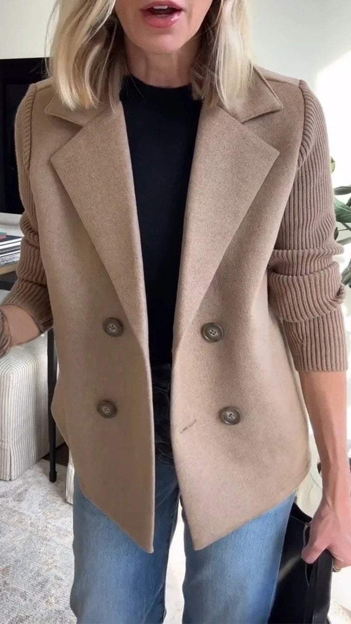 Nicole- Elegant Knit-Sleeve Blazer