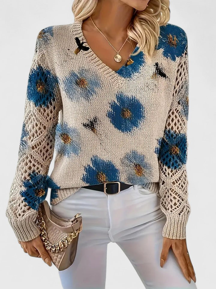 Raven | Elegant sweater with floral pattern