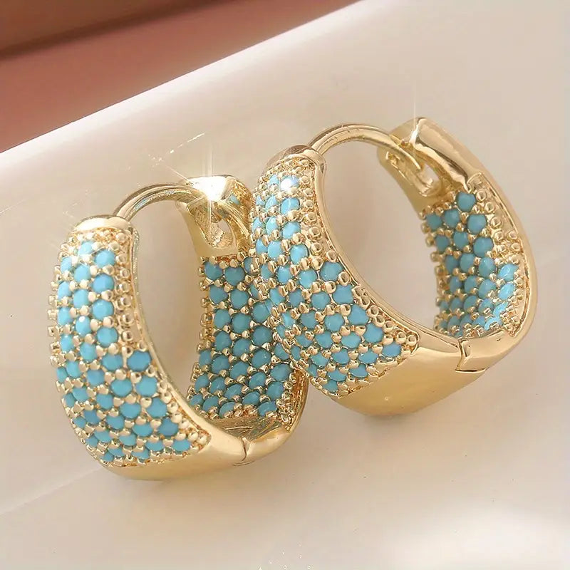 Avis Gold hoop earrings with turquoise beads | Gold