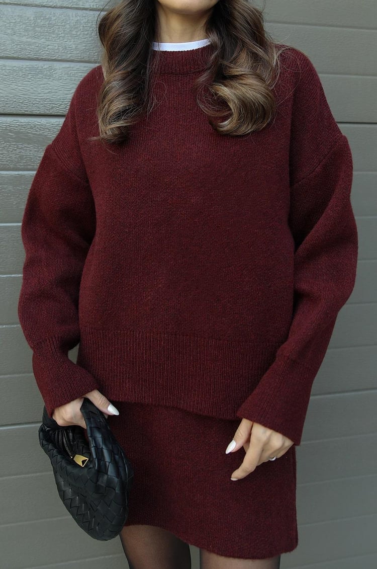 GRAY | COMFORTABLE KNITTED TWO-PIECE SET