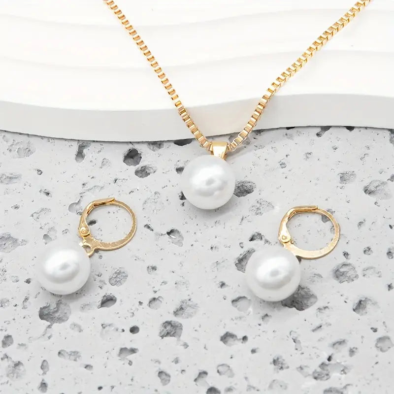 Cali Golden Grace Pearl Jewelry Set | Gold