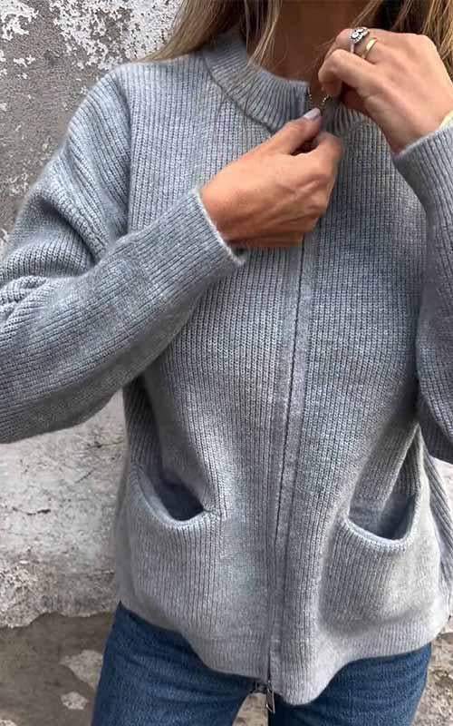 Odessa - Knitted Cotton Jacket with Zipper