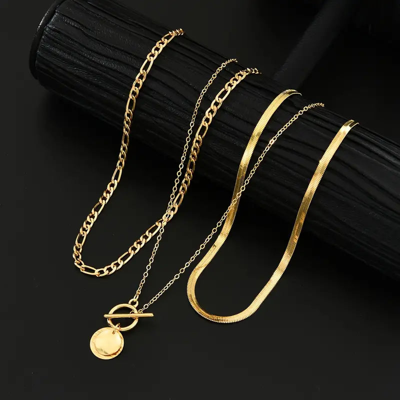 Demi Layered necklace with textured coins Savira | Gold