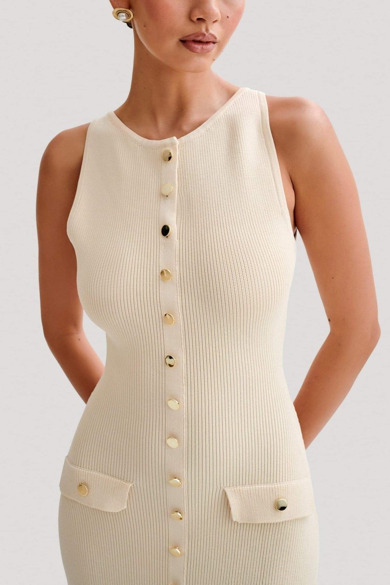 Fiona | Knitted Sleeveless Maxi Dress