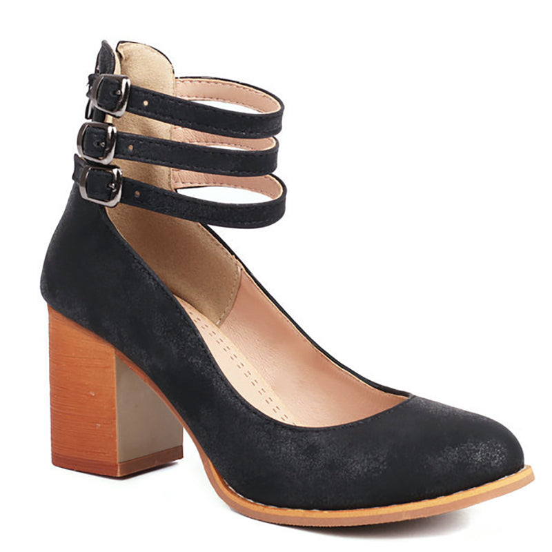 Ivy | Smooth sandals with ankle strap and thick heel