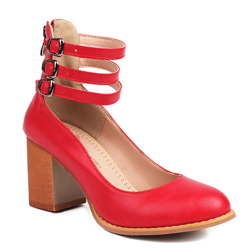 Ivy | Smooth sandals with ankle strap and thick heel