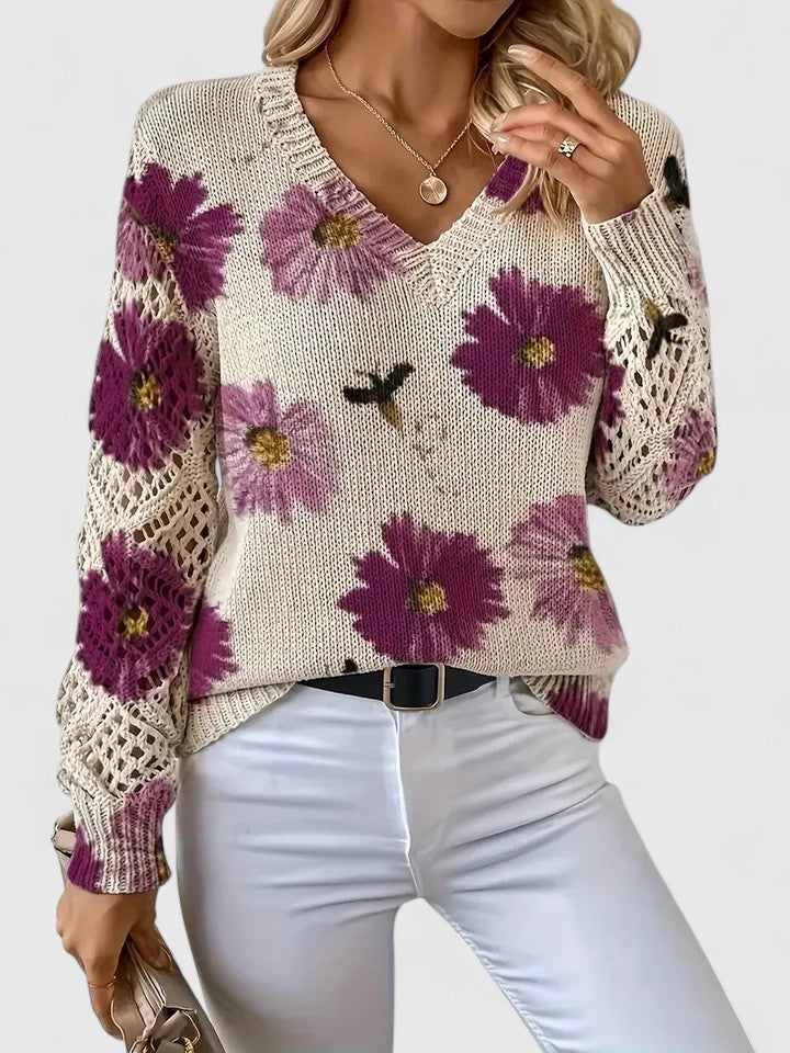 Raven | Elegant sweater with floral pattern