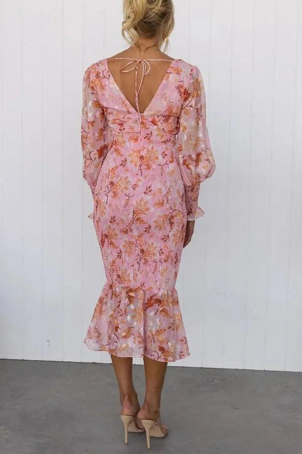 Isla - Midi Dress with Floral Ruffles