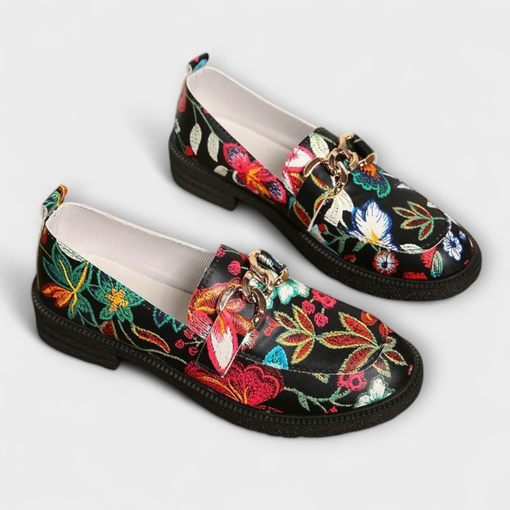 Solenne – Multicolored Loafers with Floral Pattern