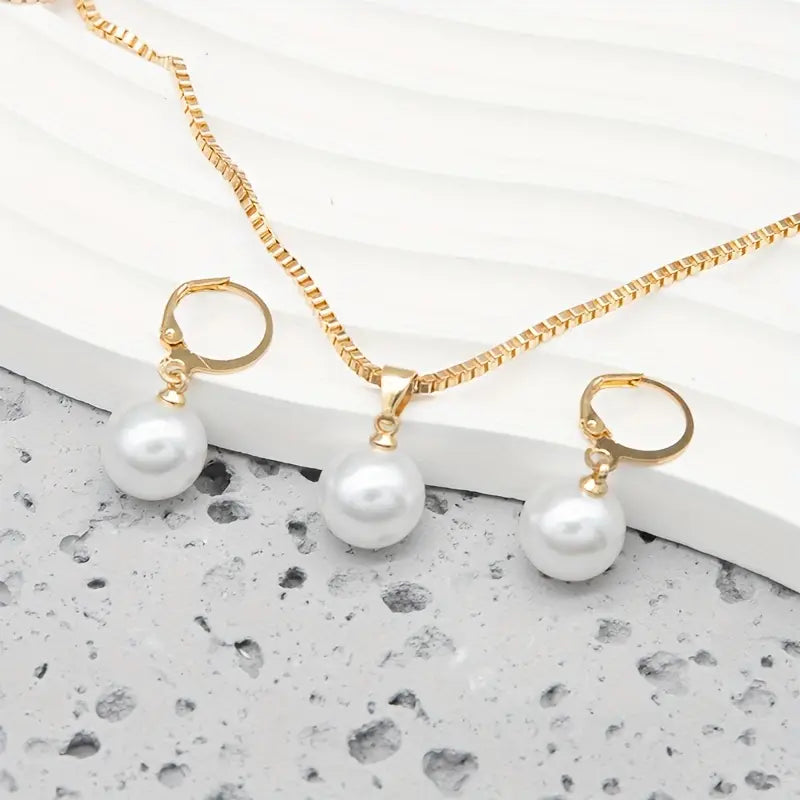 Cali Golden Grace Pearl Jewelry Set | Gold