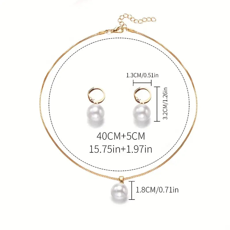 Cali Golden Grace Pearl Jewelry Set | Gold