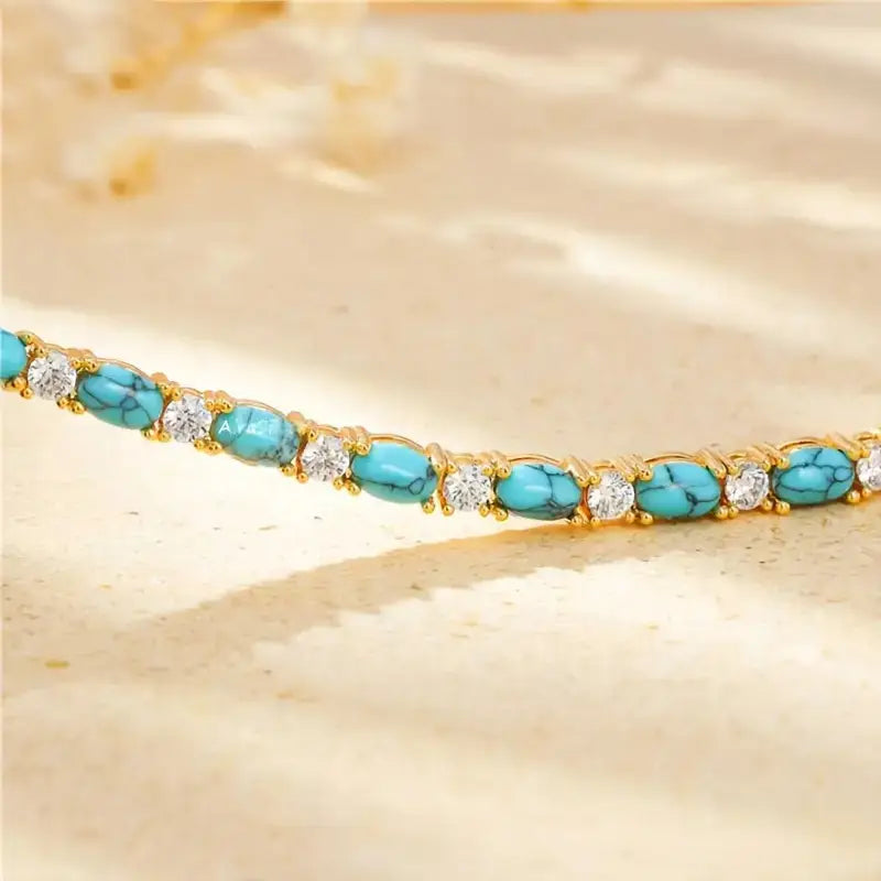 Alba Natural Turquoise Stone Bracelet | Gold
