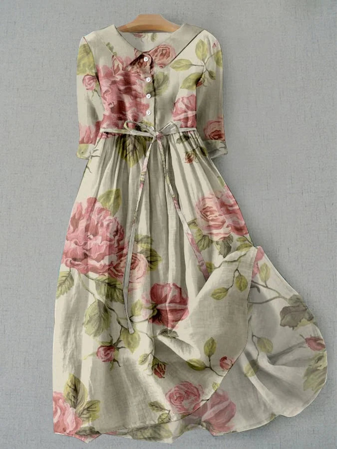 Amara - Vintage Dress with Ties and Floral Print