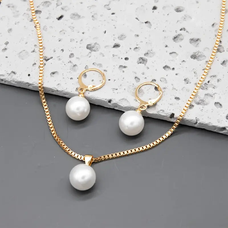 Cali Golden Grace Pearl Jewelry Set | Gold