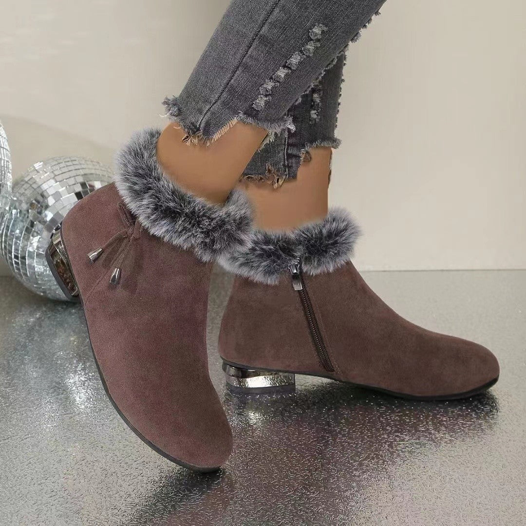 🔥[Promotion] Soft Leather Ankle Boots with Medium Heel – Elegant, Comfortable, and Perfect for Fall and Winter!
