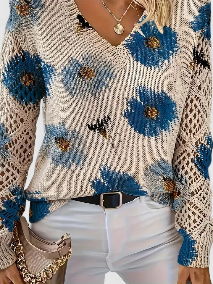 Raven | Elegant sweater with floral pattern