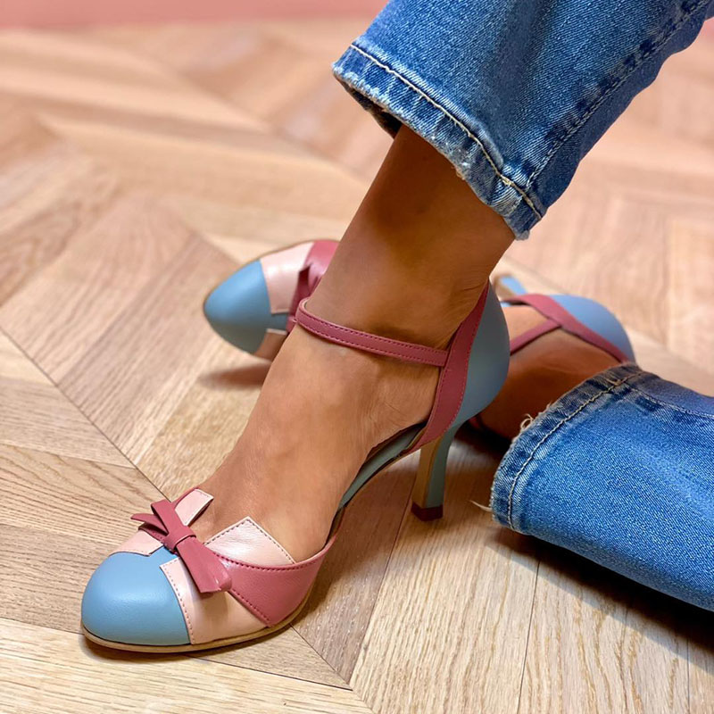 Amy | Colorful sandals with knot and strap, round toe