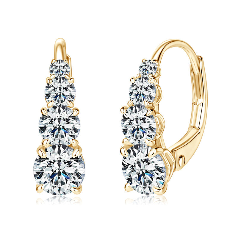 Mary Earrings with Four Stones | Gold