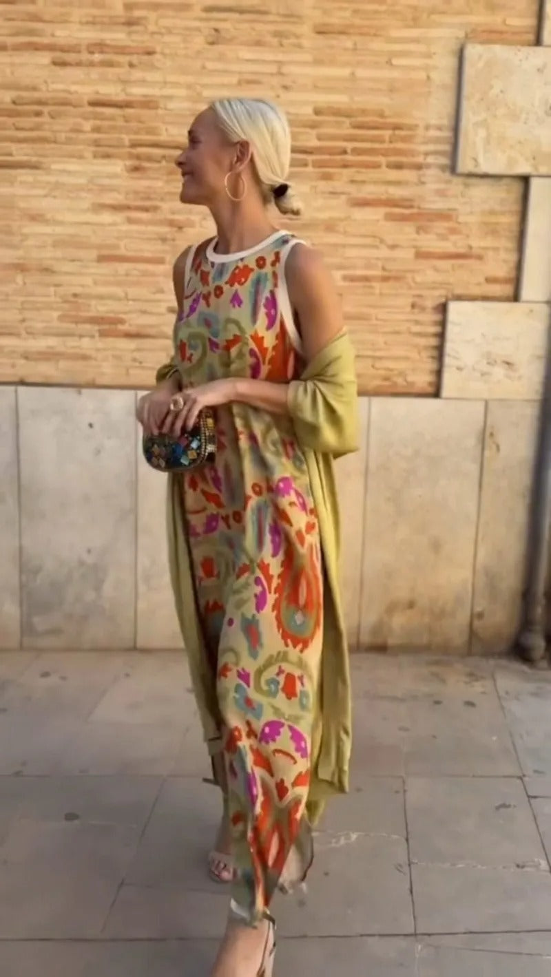 Penelope | Elegant long dress with matching shawl