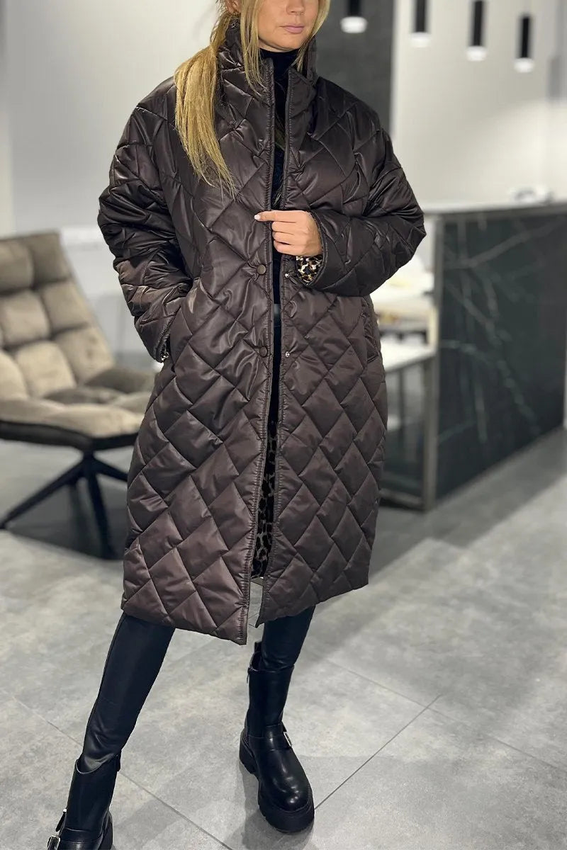 Anais | Quilted Coat with Leopard Lining