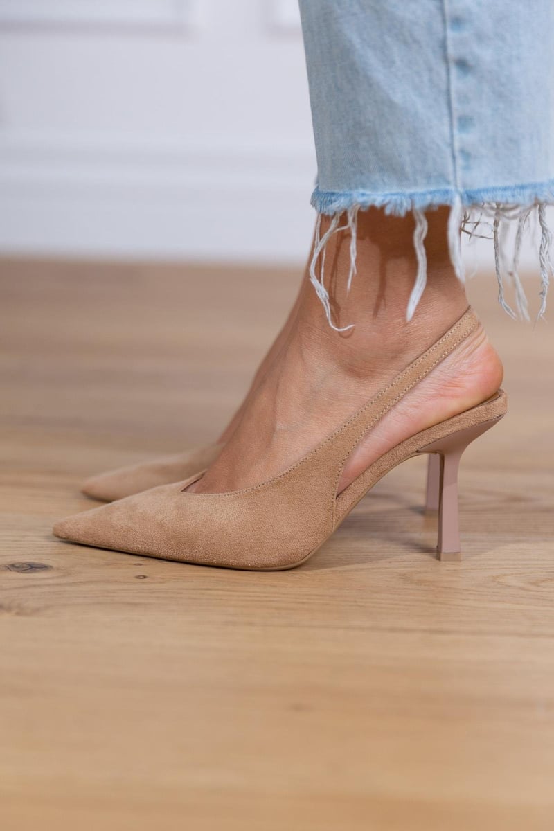 Pia | Nude Slingback Pumps with Thin Heel