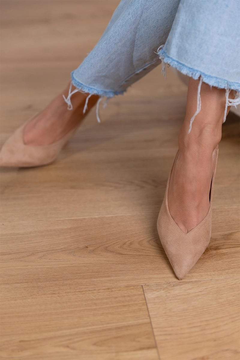 Pia | Nude Slingback Pumps with Thin Heel