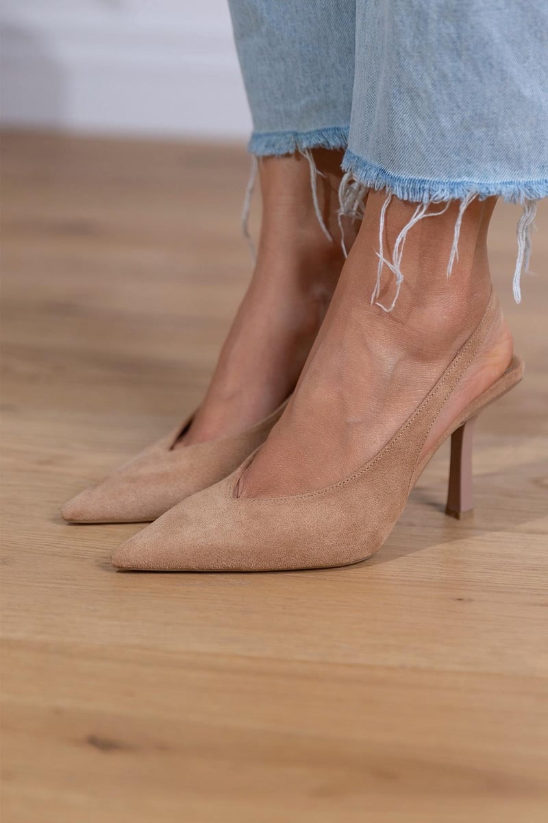 Pia | Nude Slingback Pumps with Thin Heel
