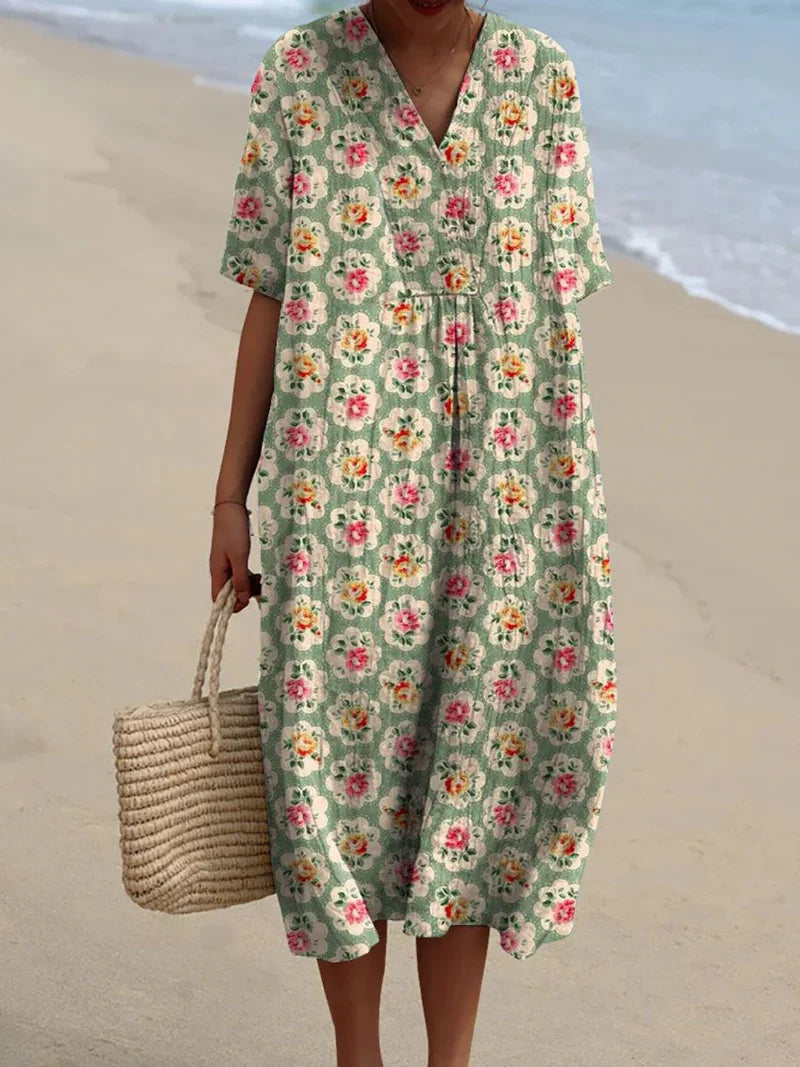 Eliane | Vintage Aqua Floral Dress