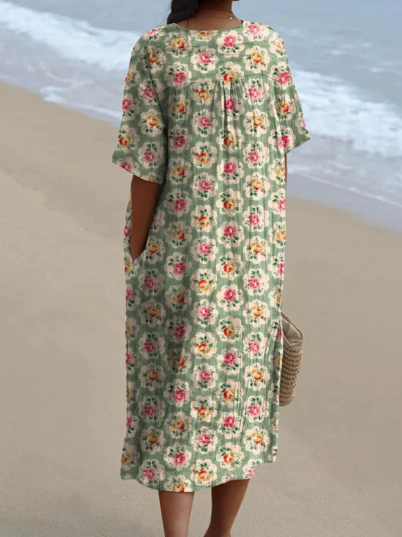 Eliane | Vintage Aqua Floral Dress